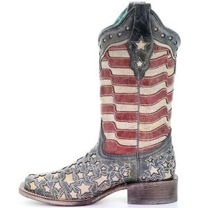 CORRAL INLAY STARS & STRIPES WESTERN BOOTS